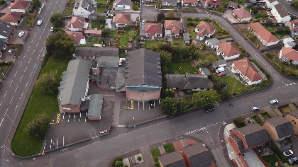 Drone photo of church buildings